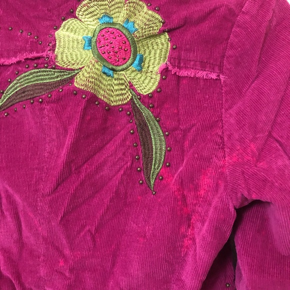 Vintage DB SPORT Frayed Embroidered Floral Jacket Small - Picture 4 of 7